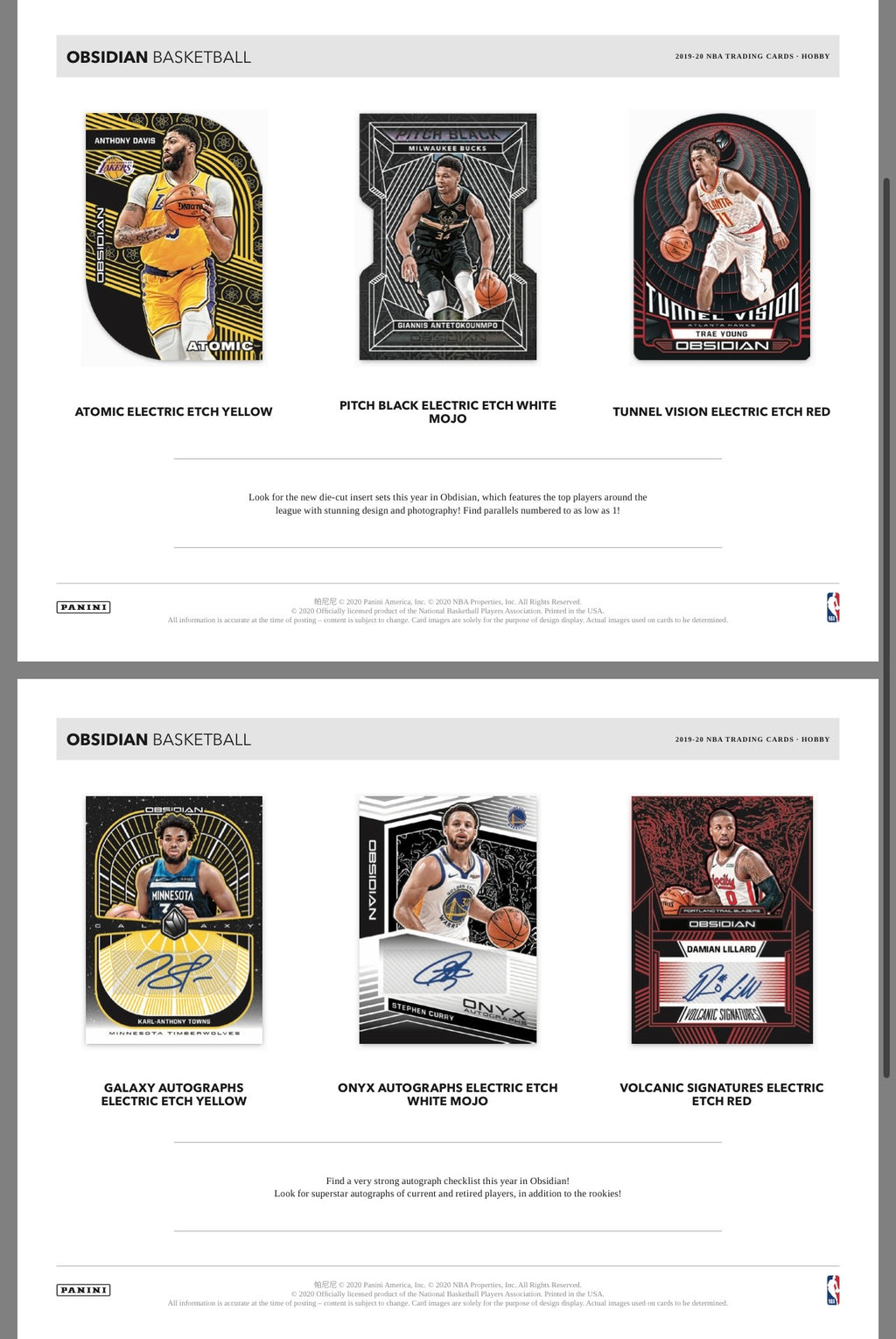 2019/20 Panini Obsidian Basketball Hobby Box