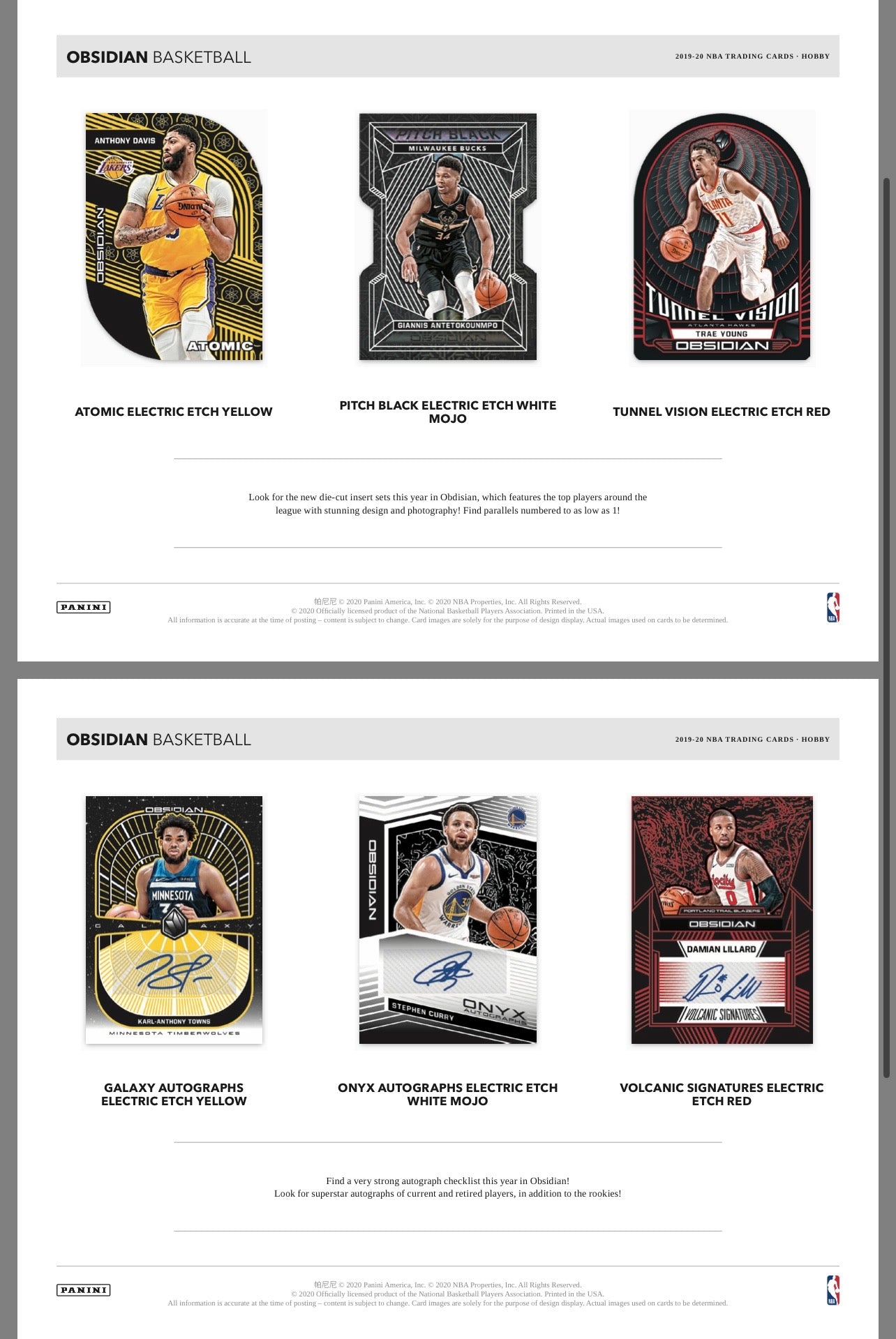 2019/20 Panini Obsidian Basketball Hobby Box