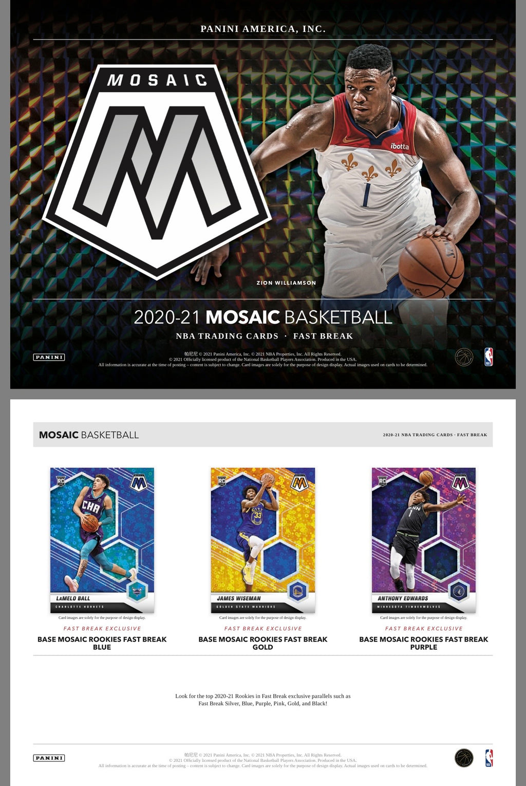 2020/21 Panini Mosaic Basketball Fast Break Hobby Box
