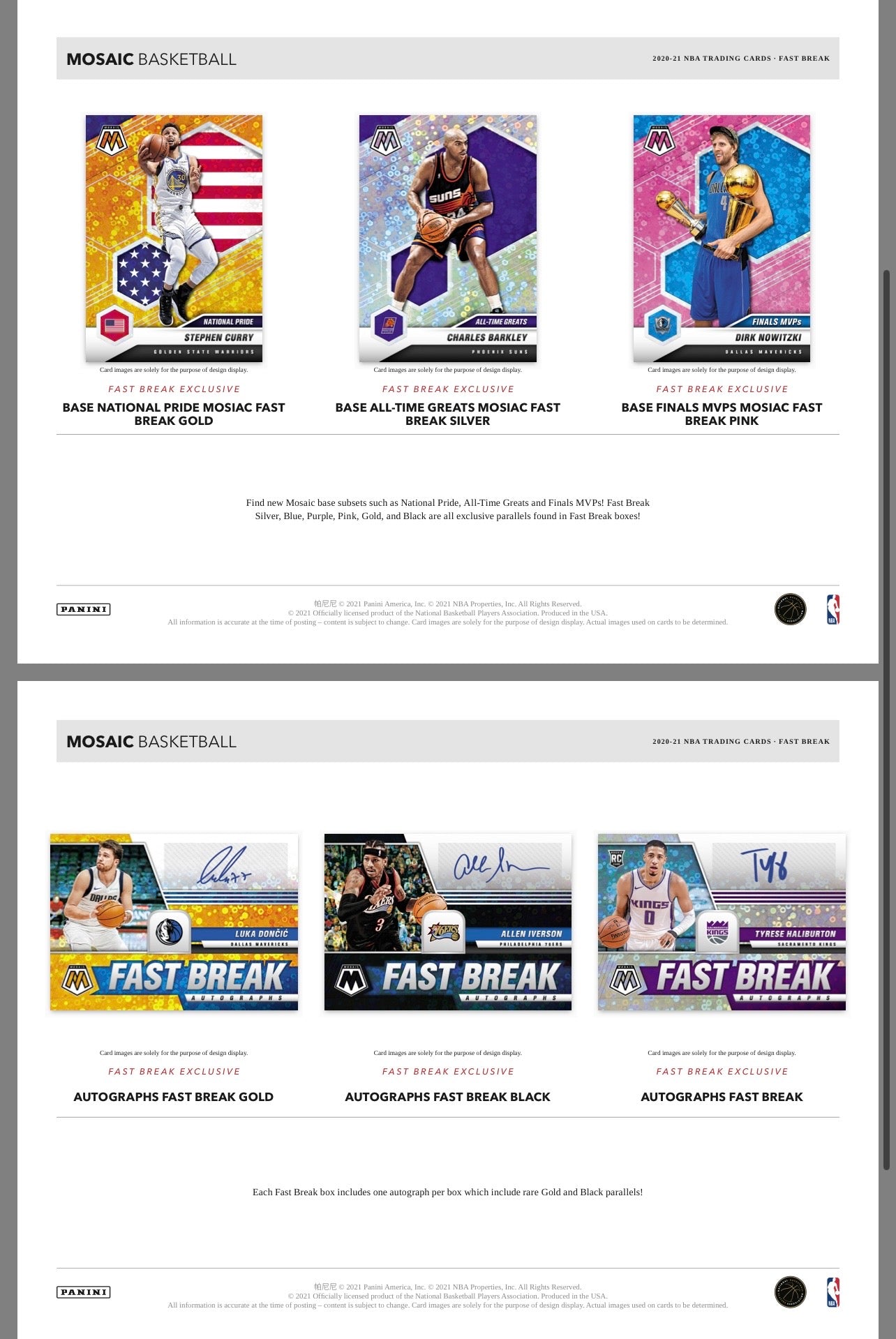 2020/21 Panini Mosaic Basketball Fast Break Hobby Box